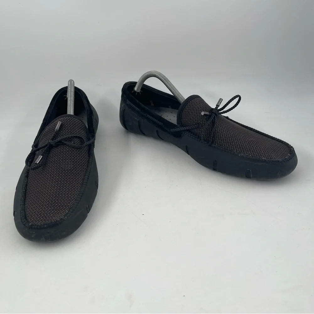 Swims Men’s Charcoal Braided Lace- Size 12 -Waterproof Leather Mesh Top Loafers